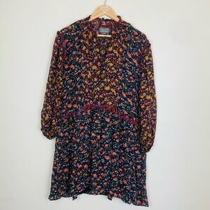 Anthropologie Helene mixed floral print sheer tunic dress. Size small.